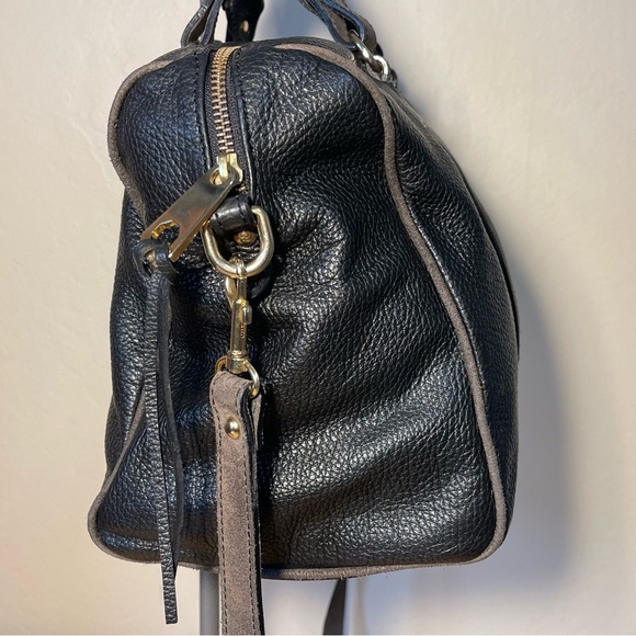 Dimoni black leather and suede details satchel / crossbody bag - Picture 3 of 14